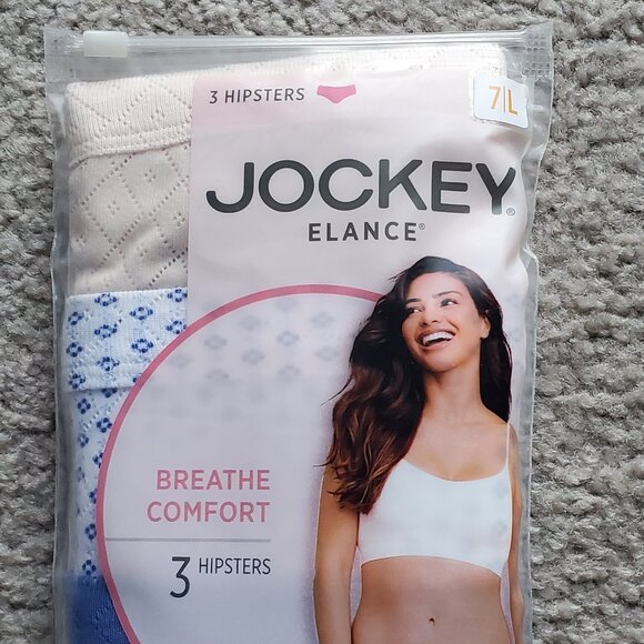 Jockey Elance Hipsters Breathe Comfort Cotton Women Underwear 3 Pack Size 7 - Picture 2 of 4